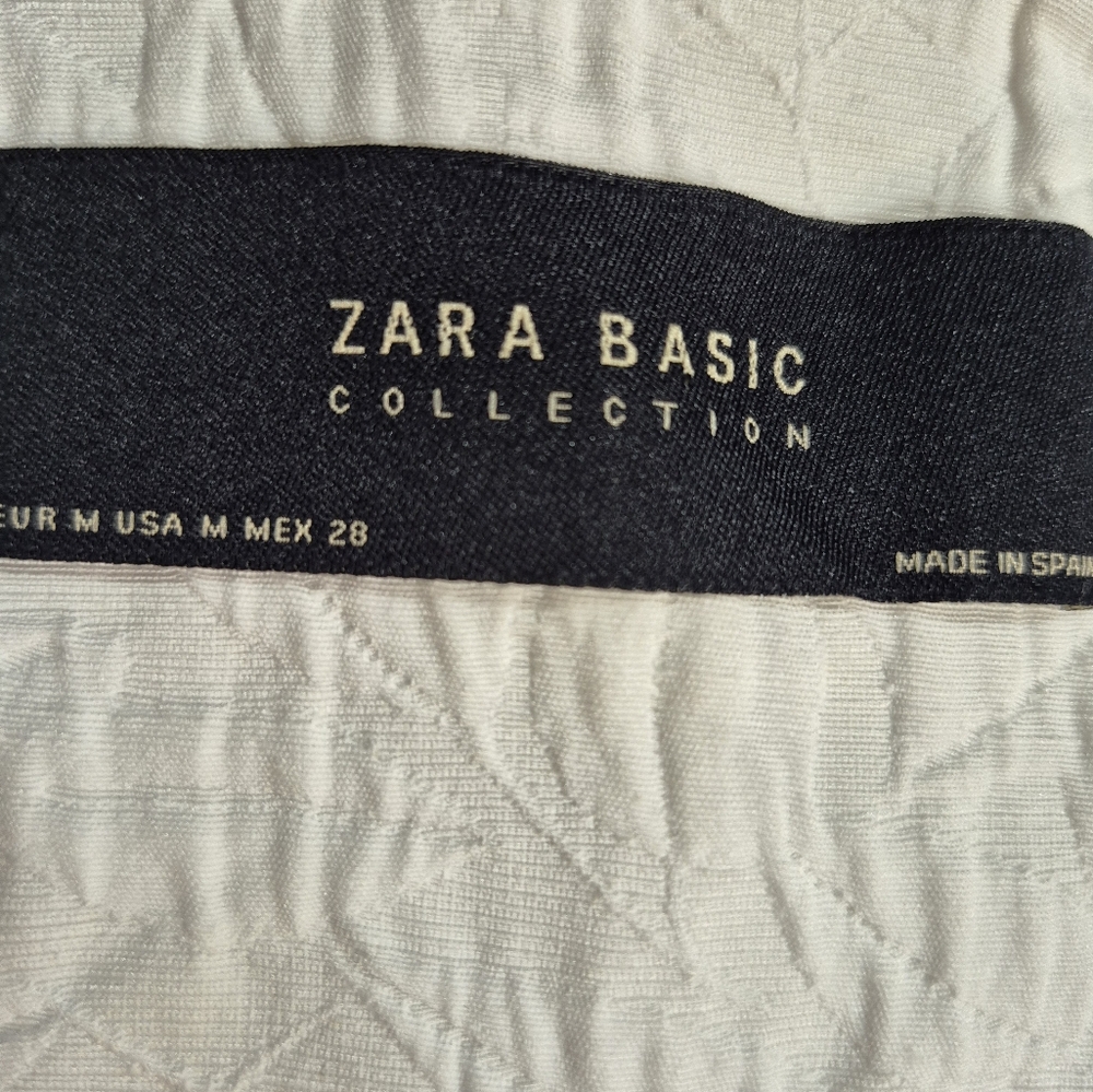 Zara Basics Collection White Textured Black Tie Spring Summer Jacket Medium - Picture 2 of 12